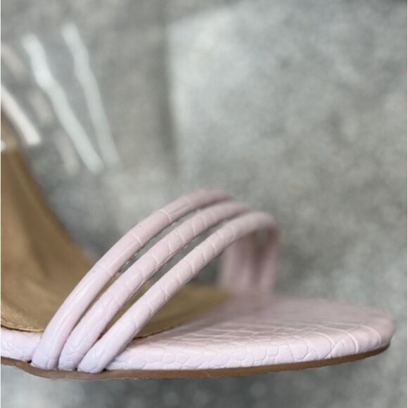 KAYLEEN / Berkley-16 / Pink / High Heeled Sandals With Clear / Strap Detail - Picture 9 of 11